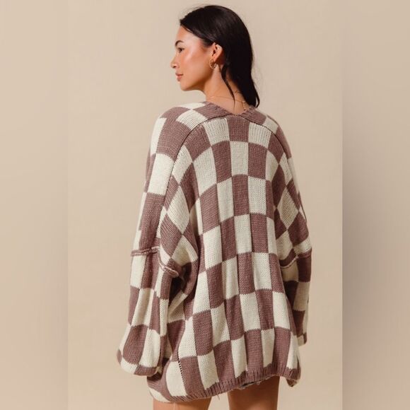 899. CHECK PLAID CARDIGAN SWEATER - Picture 11 of 12